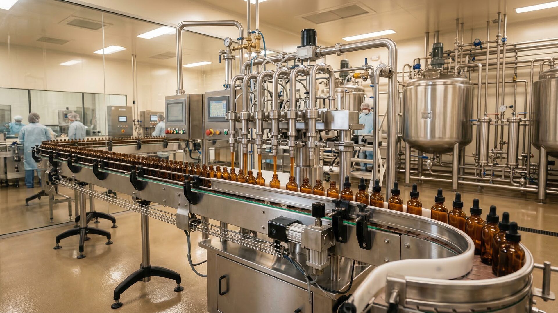 Liquid supplement manufacturing with automated filling lines